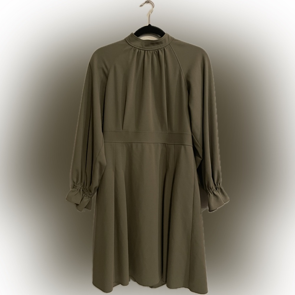 Calvin Klein Olive Green High Neck Long Sleeve Dress